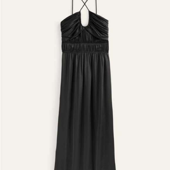 Boden Black Ruched Halter Midi Dress - Picture 7 of 9